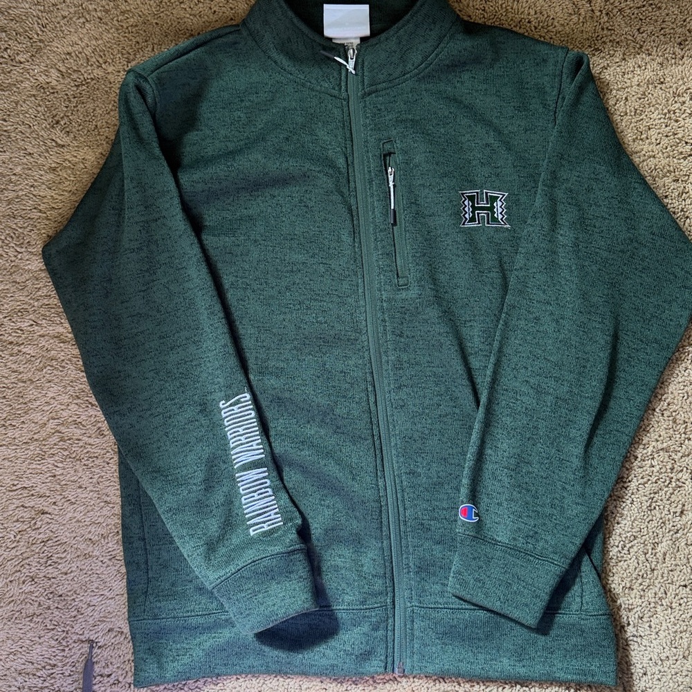 Men’s Champion Sweater Jacket. University of Hawaii. Rainbow Warriors. Medium.